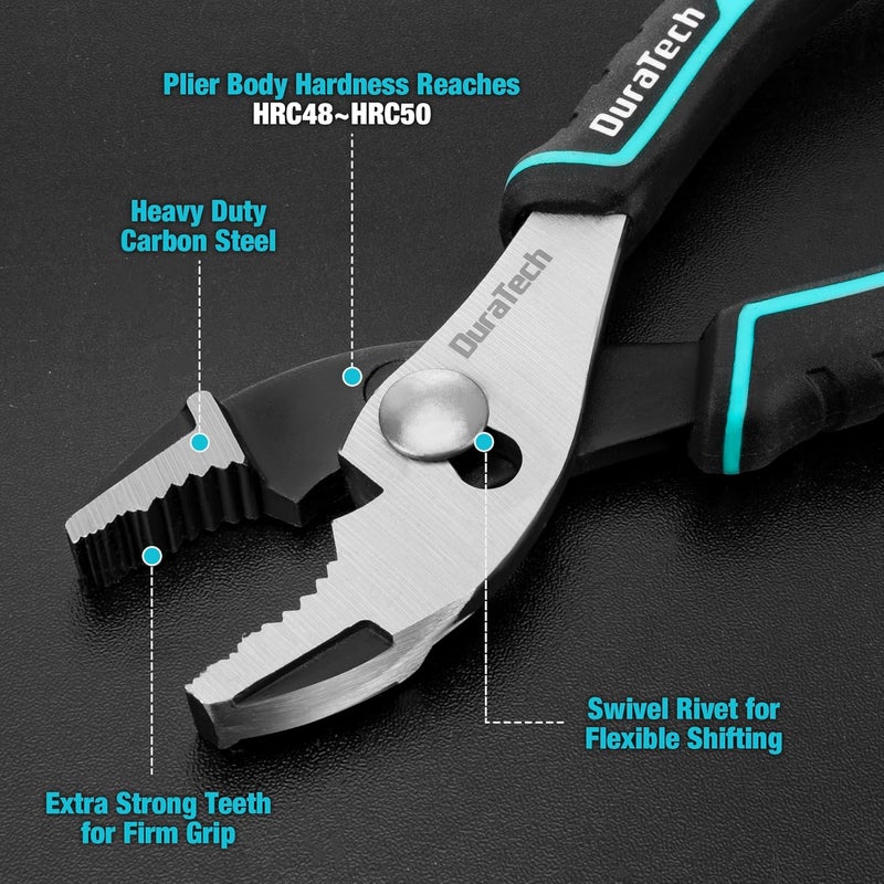DURATECH 6 Inch Slip Joint Pliers, Small Pliers with Comfortable TPR Handle, High Carbon Steel, Swivel Rivet, Strong Sharp Teeth, Pliers for Tightening, Loosening and Gripping Nuts and Bolts - Image 5